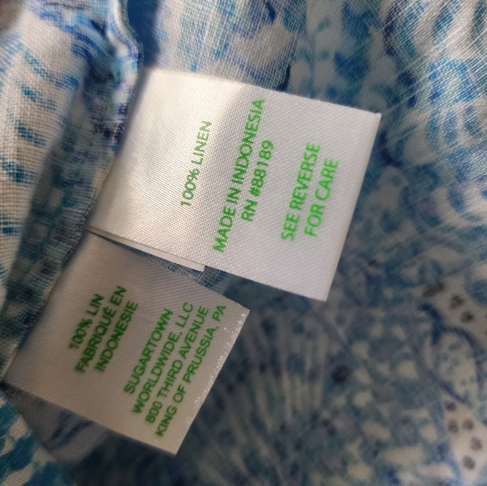 Lilly Pulitzer Jayden Mini Dress women small 100% Linen Blue/White Coastal beach - Picture 12 of 14